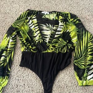 Lime Green & Black Body Suit